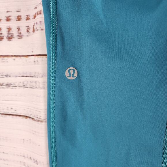 Lululemon Tight II Size 6 Teal High Rise Zip Pocket Yoga Pants Slim Fit Stretch - Picture 5 of 6